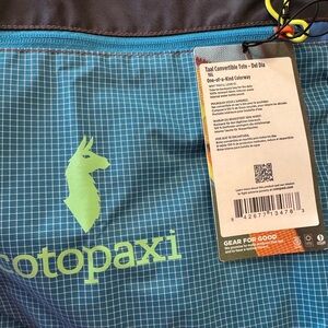 Cotopaxi Teal and Lime Convertible Tote